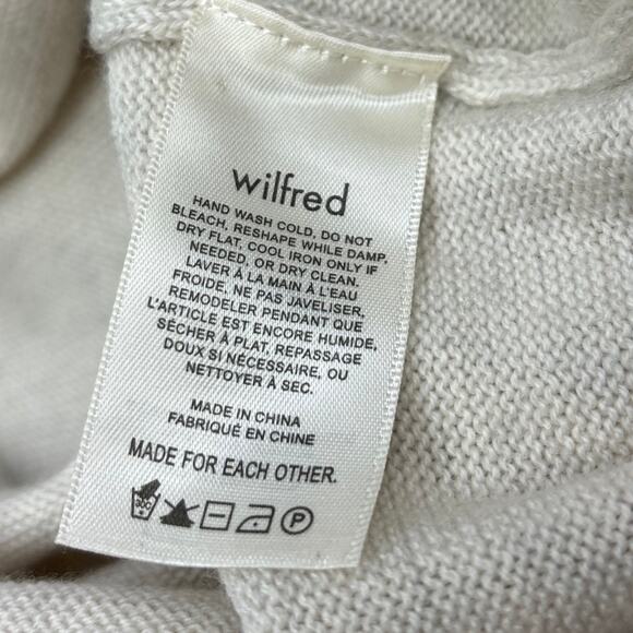 Aritzia Wilfred NWOT Cream White Knit Deep V Wool Collar Midi Sweater Dress 2XS - Picture 12 of 13